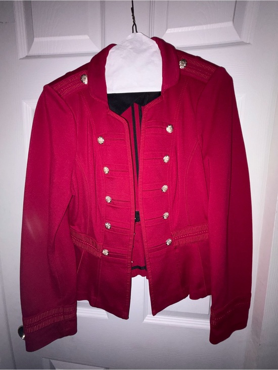 White House Black Market Jackets & Blazers - White House Black Market Red Military-Style Blazer with Decorative Buttons